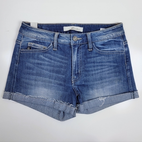 KanCan High Riae Stretch Cuffed Denim Shorts 26 - Picture 1 of 5